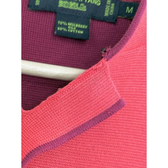 Shanghai Tang Mulberry Silk‎ & Cotton Mandarin Collar Knit Sweater Blouse Size M - Picture 11 of 14